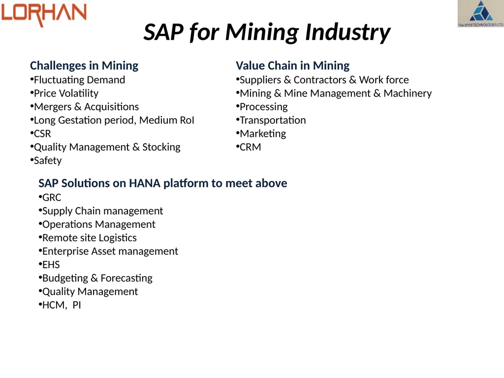 SAP S/4HANA & MINING CAPABILITY Partnered with - slide 10 of 17
