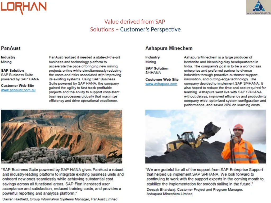 SAP S/4HANA & MINING CAPABILITY Partnered with - slide 15 of 17