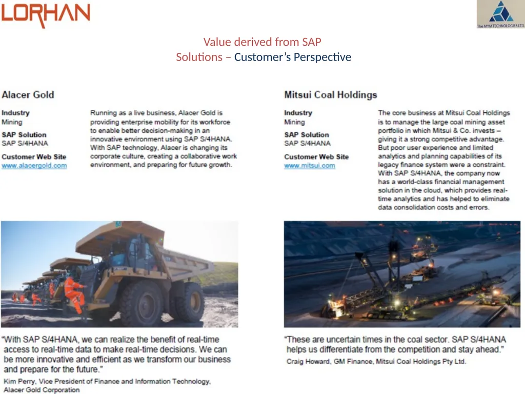 SAP S/4HANA & MINING CAPABILITY Partnered with - slide 16 of 17