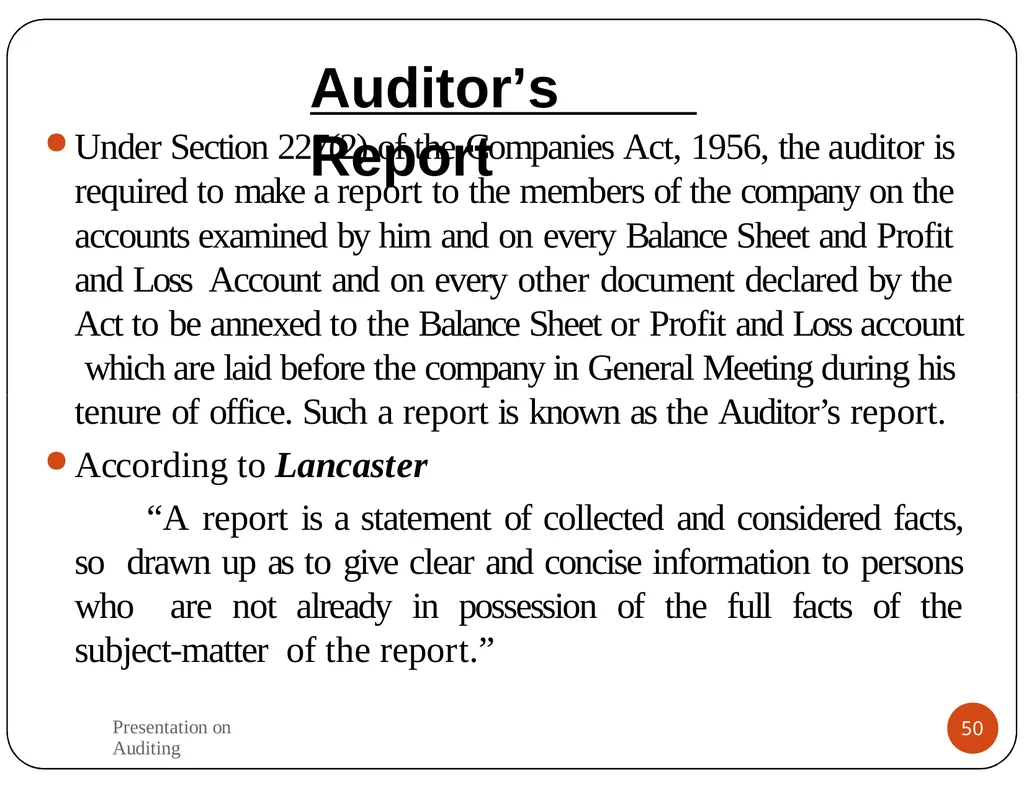 Presentation on Auditing Mr.K.PRABU Assistant - slide 50 of 54