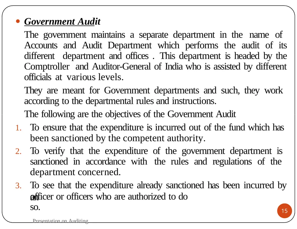 Presentation on Auditing Mr.K.PRABU Assistant - slide 15 of 54
