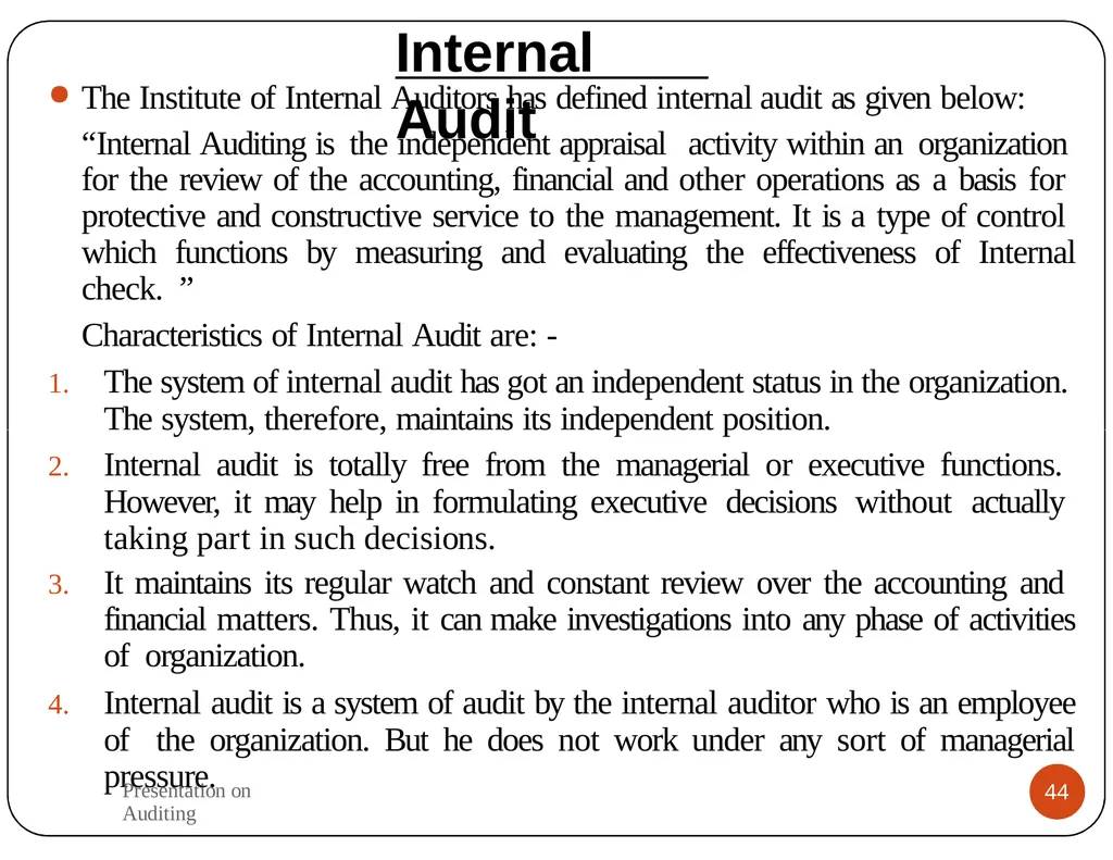 Presentation on Auditing Mr.K.PRABU Assistant - slide 44 of 54