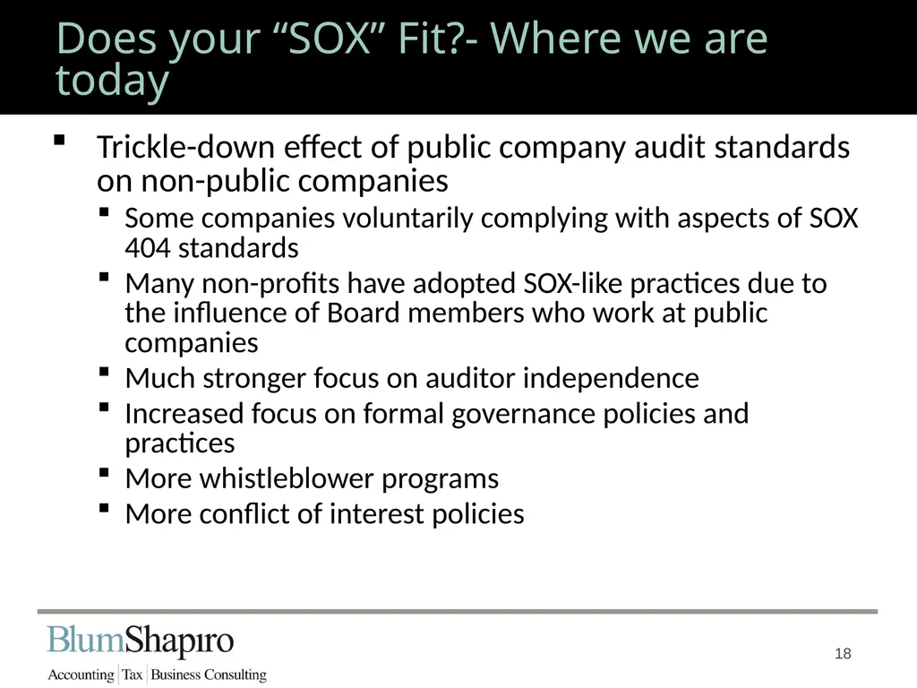 Does your “SOX” Fit? Jonathan Fink, CPA, Partner 1 - slide 18 of 34