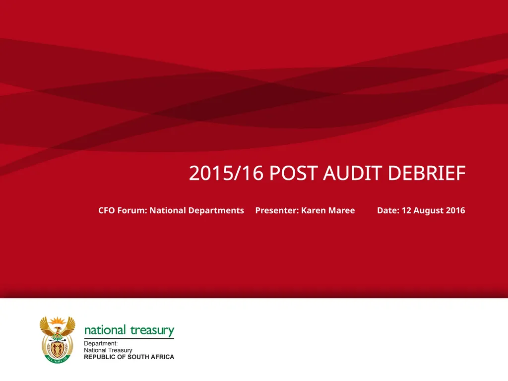 2015/16 POST AUDIT DEBRIEF CFO Forum: National