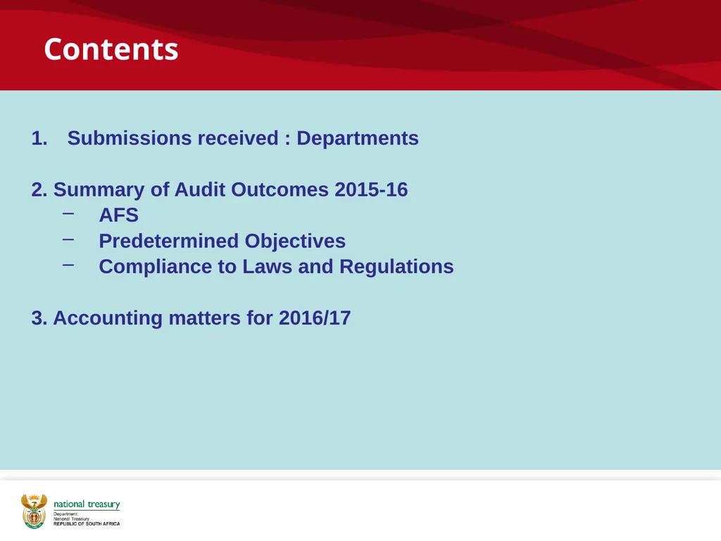 2015/16 POST AUDIT DEBRIEF CFO Forum: National - slide 2 of 16