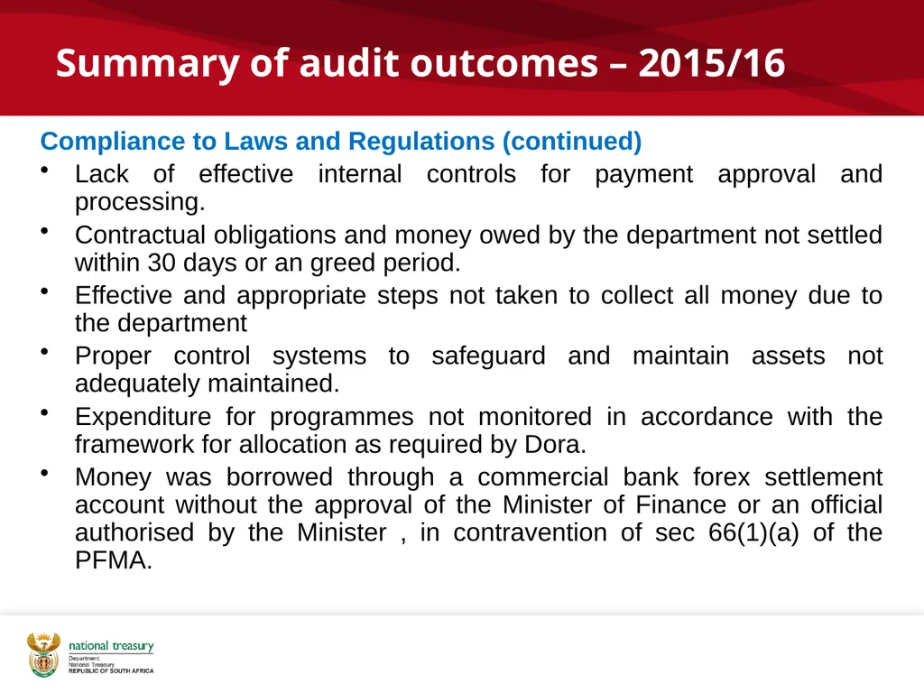 2015/16 POST AUDIT DEBRIEF CFO Forum: National - slide 12 of 16