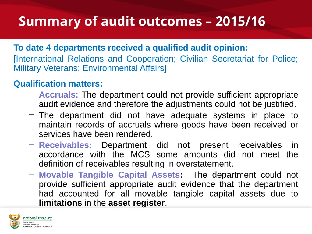 2015/16 POST AUDIT DEBRIEF CFO Forum: National - slide 6 of 16