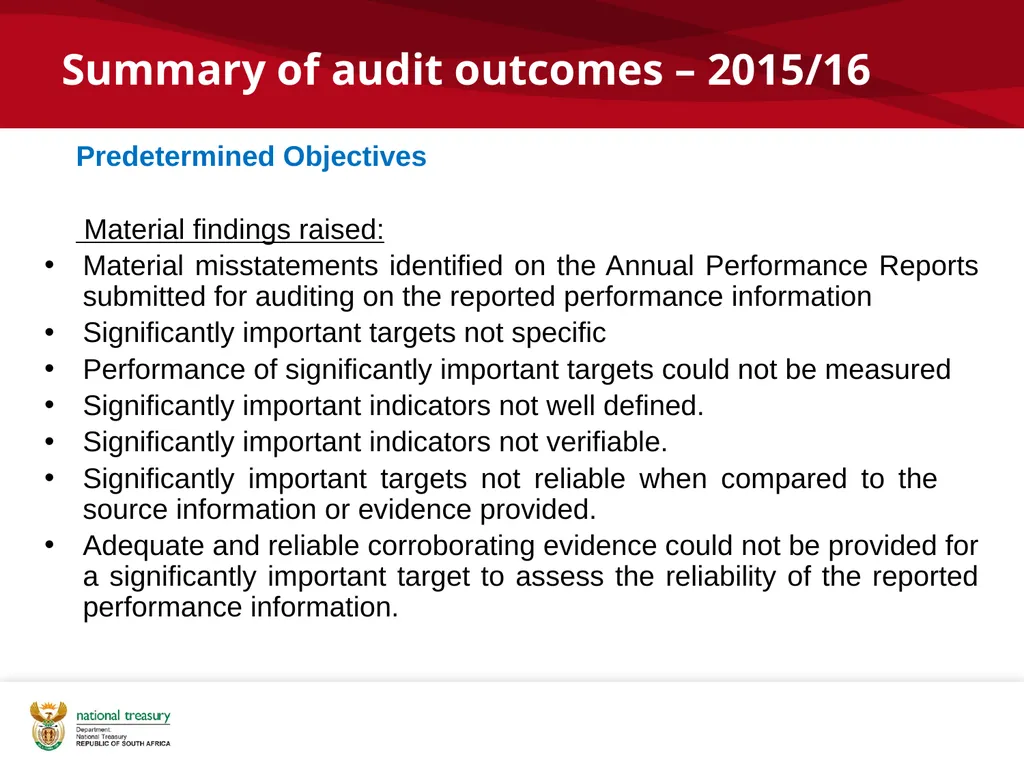 2015/16 POST AUDIT DEBRIEF CFO Forum: National - slide 8 of 16