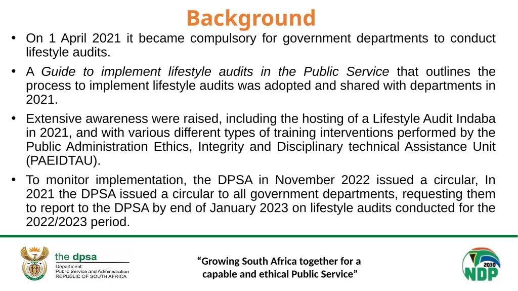“Growing South Africa together for a capable and - slide 4 of 24