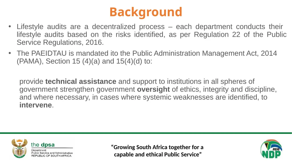 “Growing South Africa together for a capable and - slide 5 of 24
