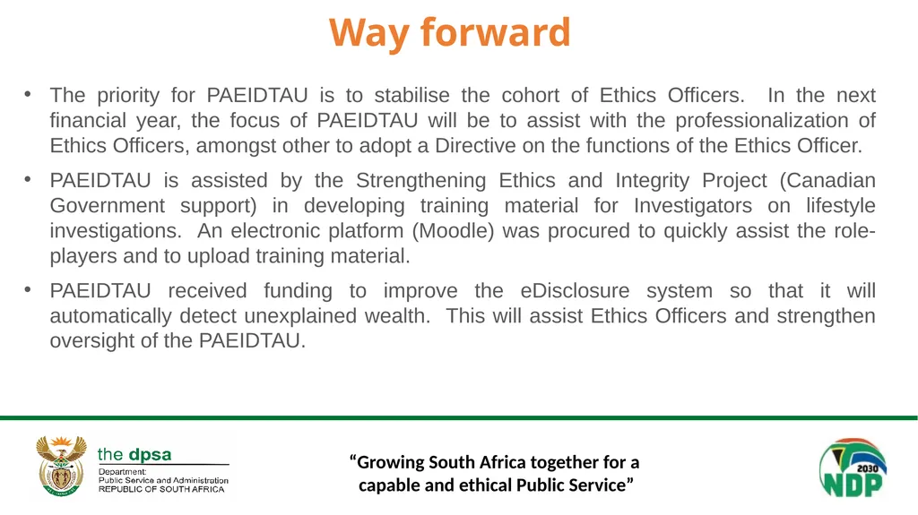 “Growing South Africa together for a capable and - slide 21 of 24