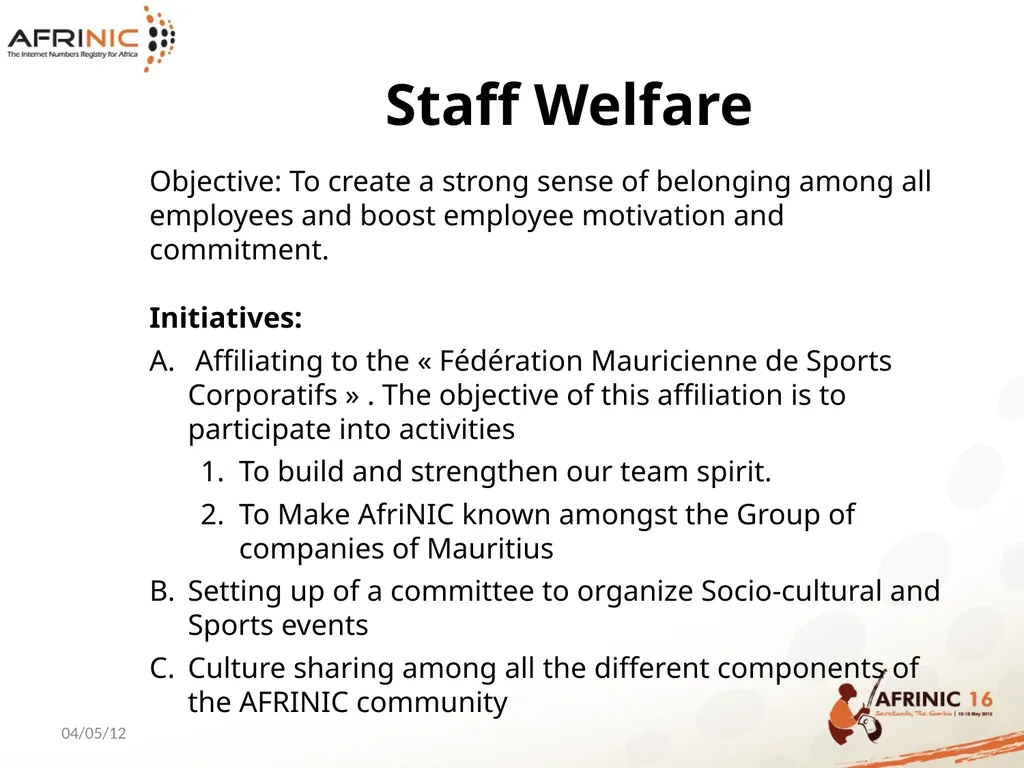 AFRINIC HUMAN RESOURCES PRESENTATION Table of - slide 33 of 36