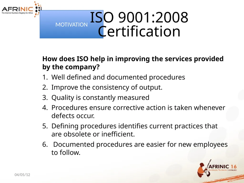 AFRINIC HUMAN RESOURCES PRESENTATION Table of - slide 12 of 36