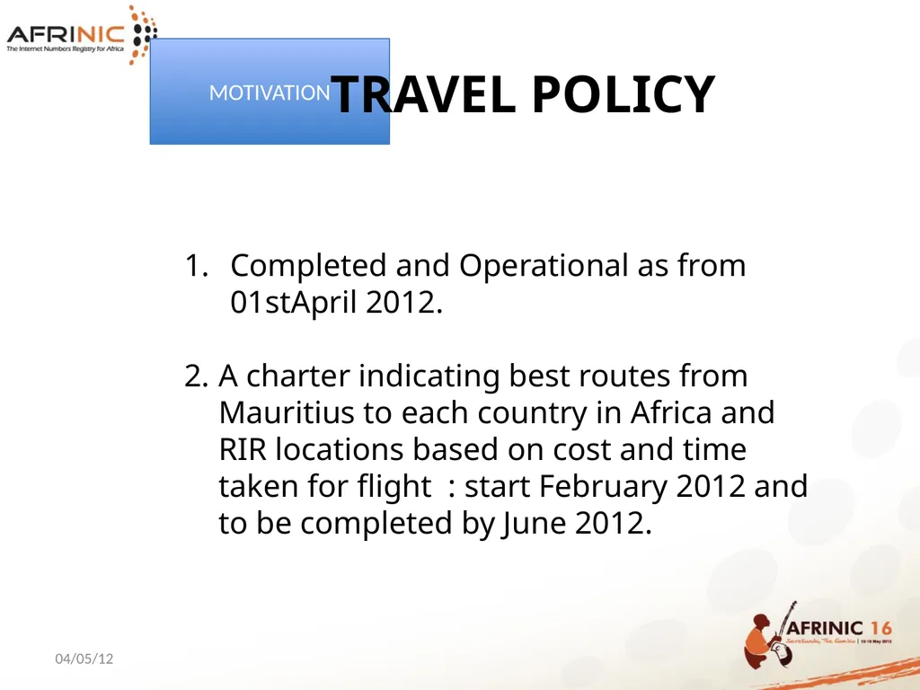 AFRINIC HUMAN RESOURCES PRESENTATION Table of - slide 31 of 36
