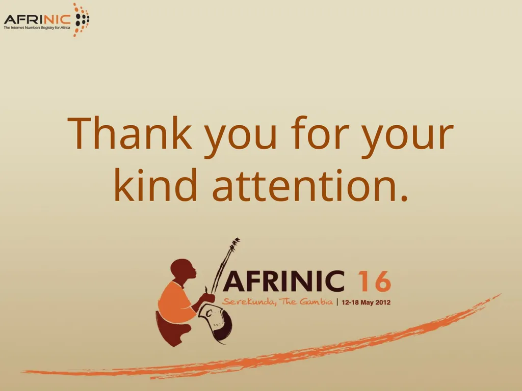 AFRINIC HUMAN RESOURCES PRESENTATION Table of - slide 36 of 36