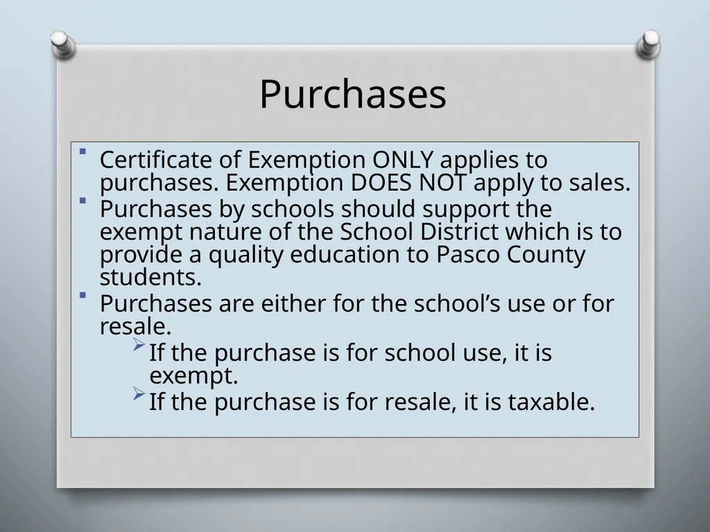 SALES TAX GUIDELINES FOR SCHOOL DISTRICTS - slide 2 of 15