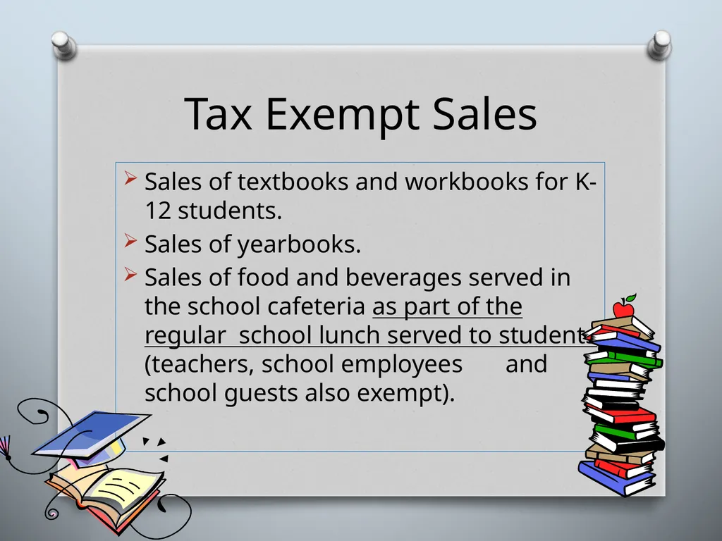 SALES TAX GUIDELINES FOR SCHOOL DISTRICTS - slide 15 of 15