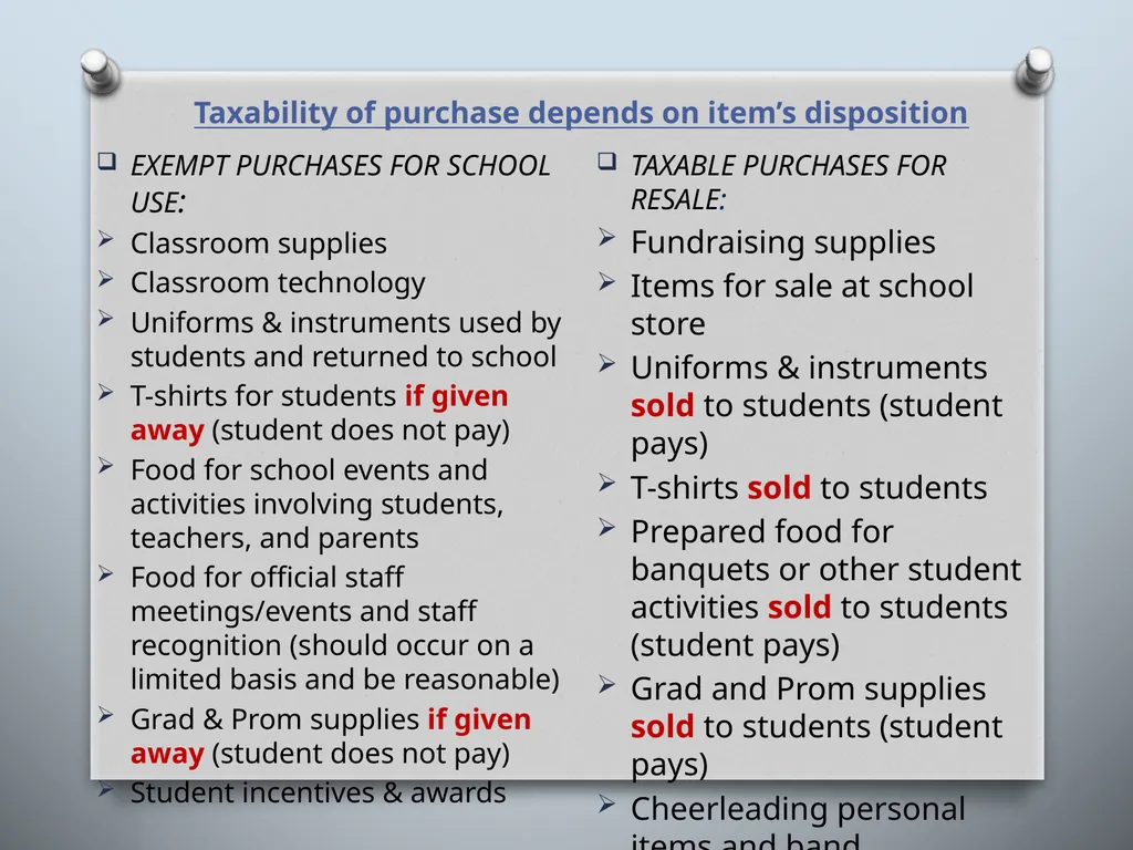 SALES TAX GUIDELINES FOR SCHOOL DISTRICTS - slide 4 of 15