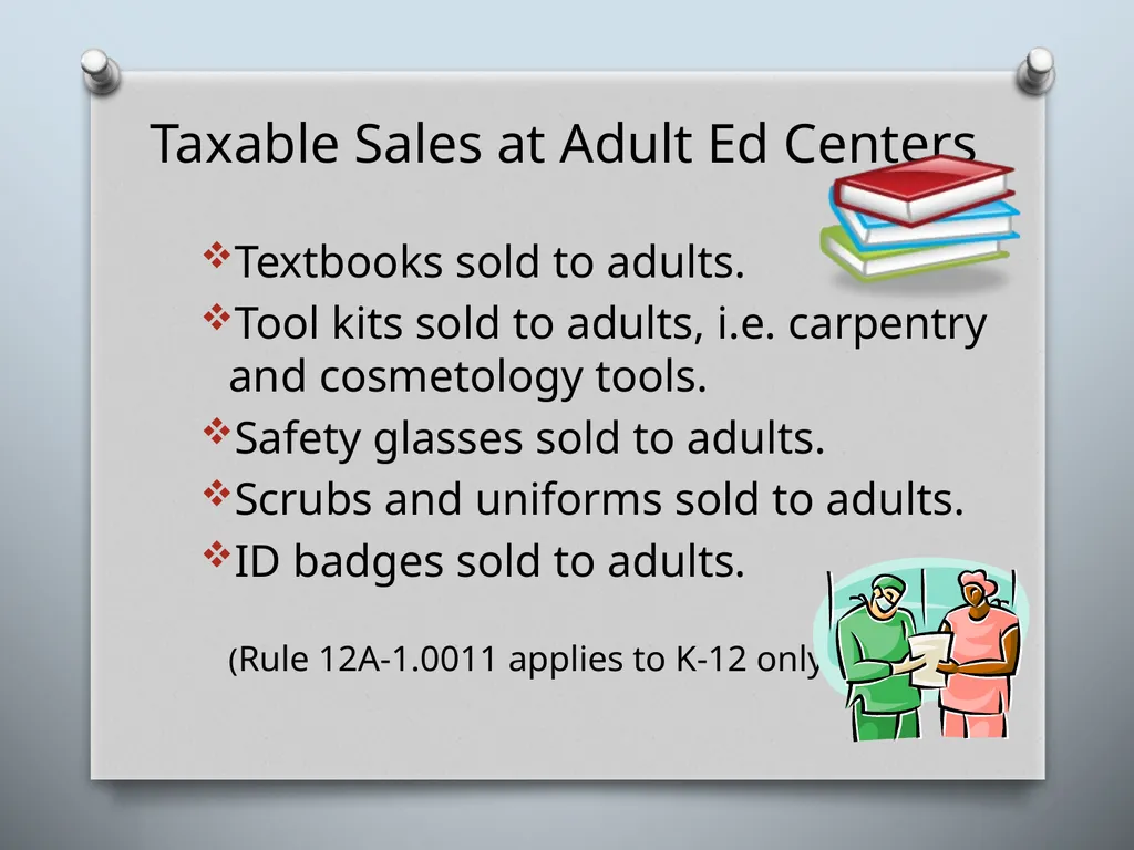 SALES TAX GUIDELINES FOR SCHOOL DISTRICTS - slide 14 of 15