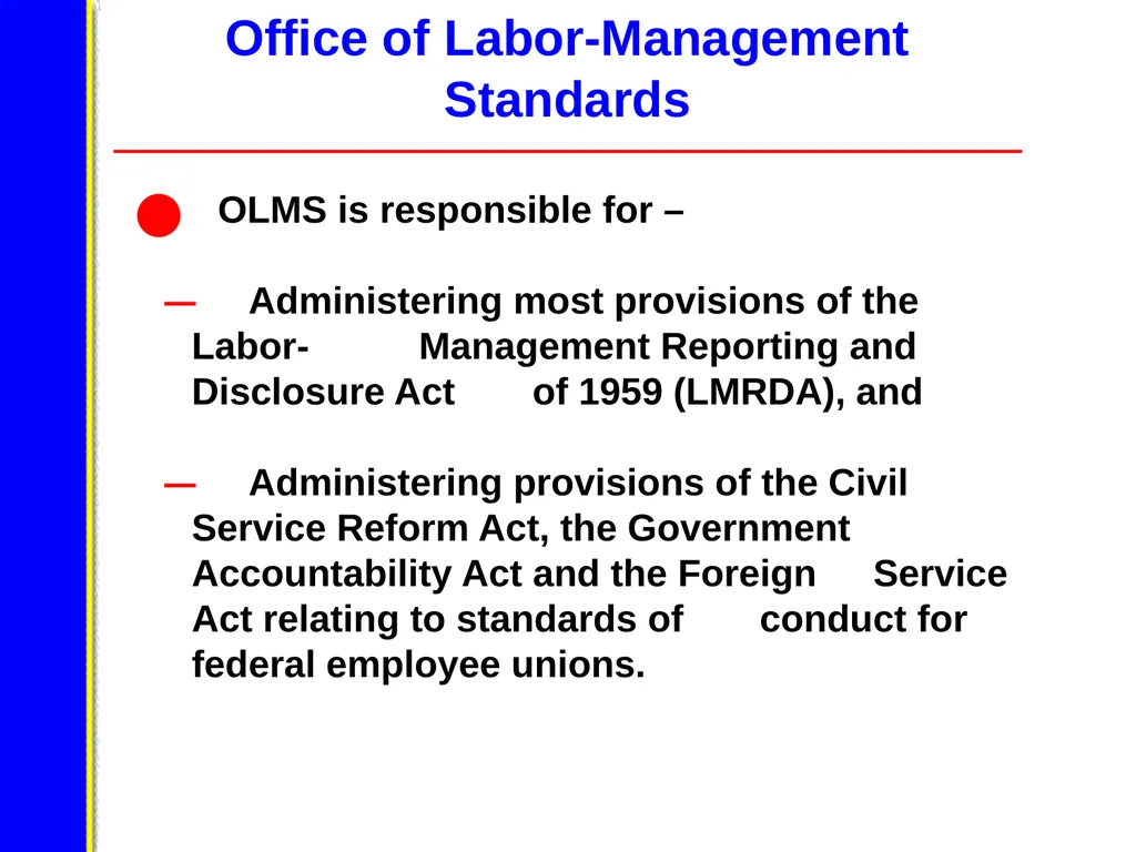 U.S. Department of Labor Office of - slide 6 of 49