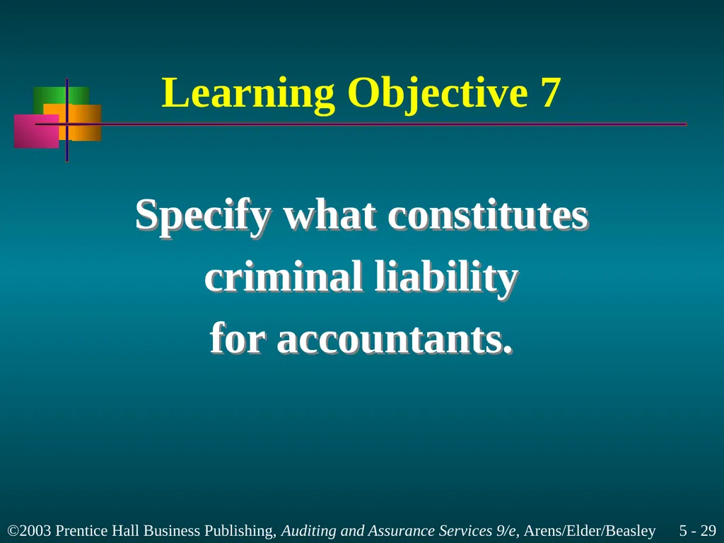 Legal Liability Chapter 5 Learning Objective 1 - slide 29 of 37