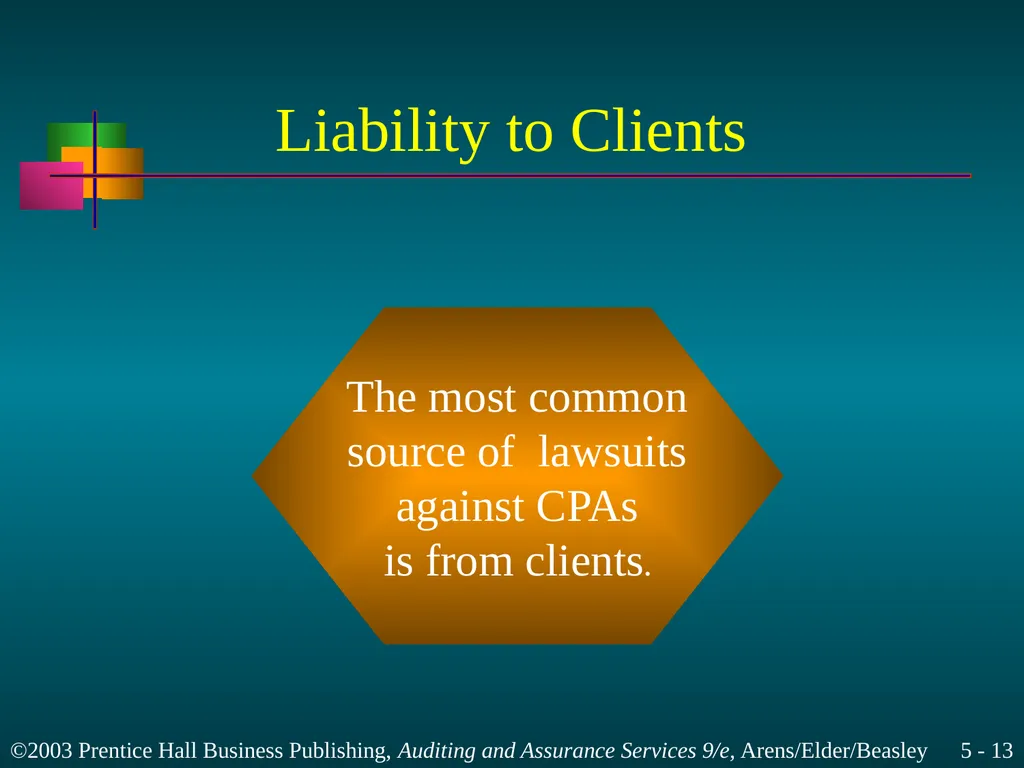 Legal Liability Chapter 5 Learning Objective 1 - slide 13 of 37