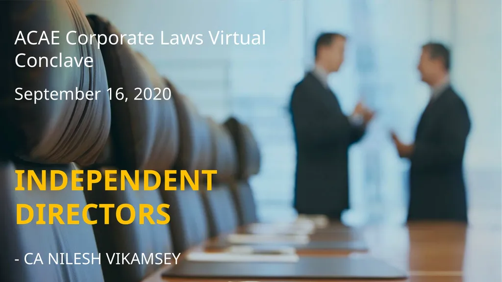 ACAE Corporate Laws Virtual Conclave September 16, - slide 1 of 82