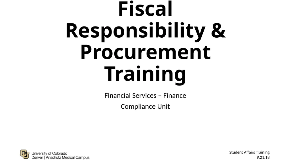 Fiscal Responsibility & Procurement Training