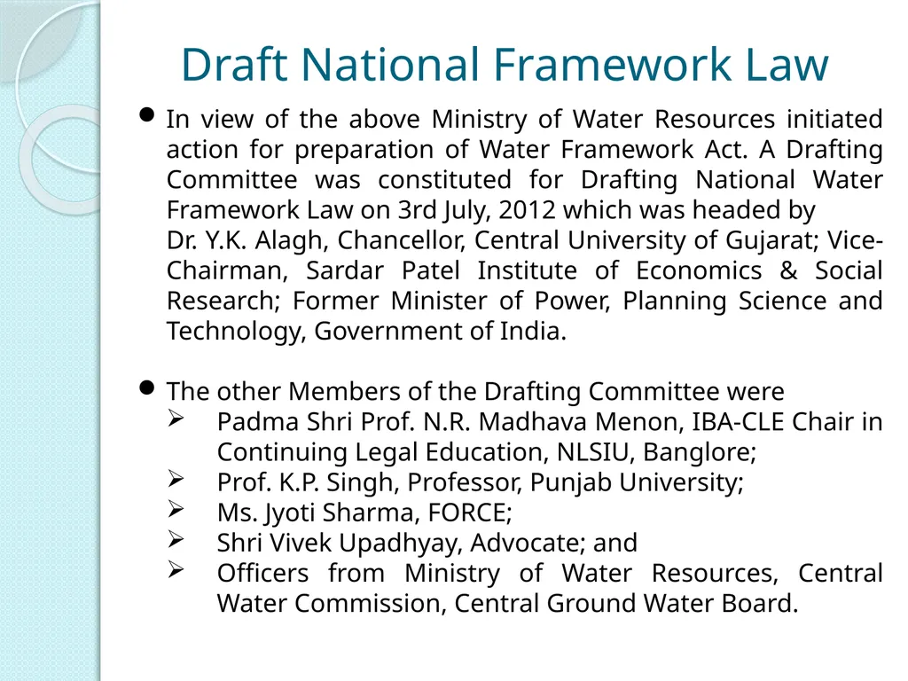 NATIONAL WATER FRAMEWORK LAW By Dr. B. Rajender, - slide 11 of 18