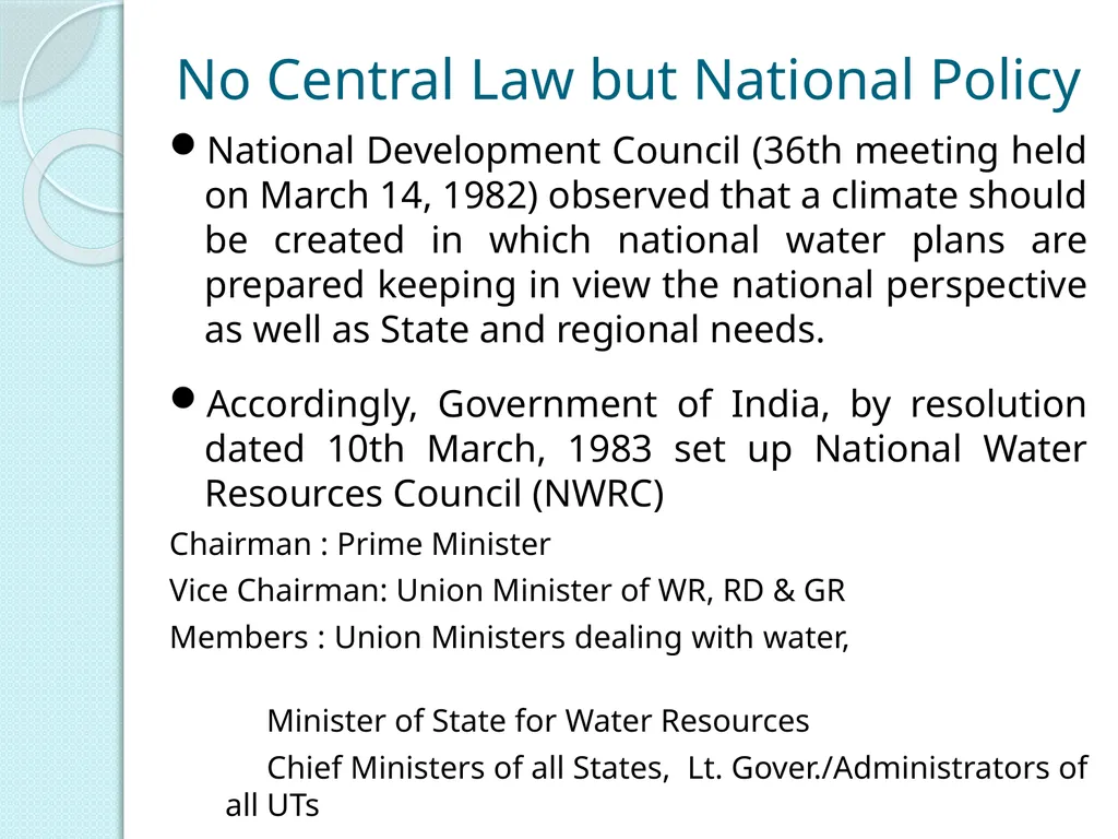 NATIONAL WATER FRAMEWORK LAW By Dr. B. Rajender, - slide 7 of 18