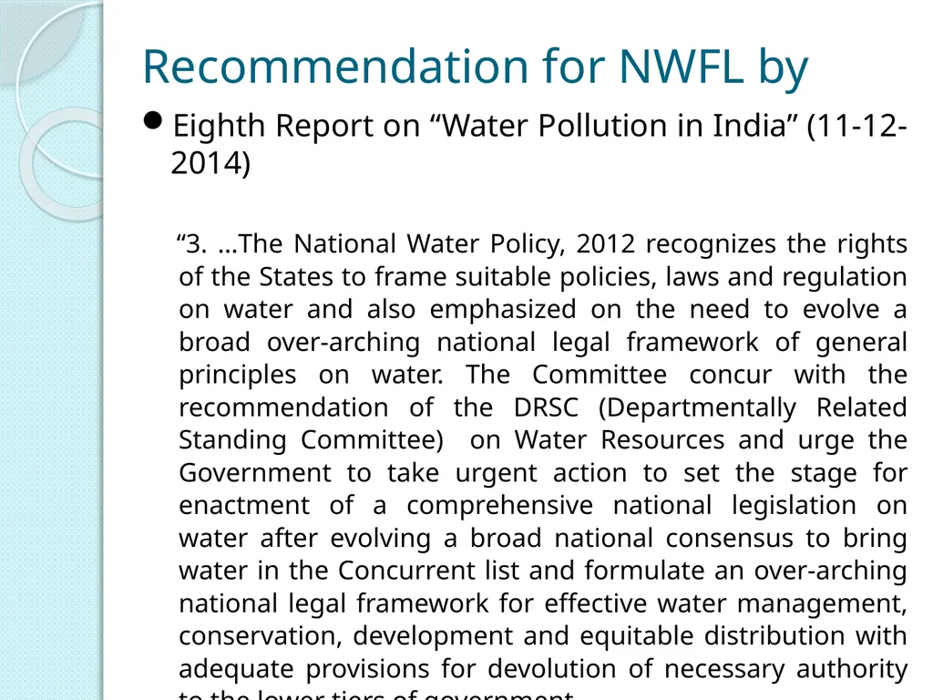 NATIONAL WATER FRAMEWORK LAW By Dr. B. Rajender, - slide 10 of 18