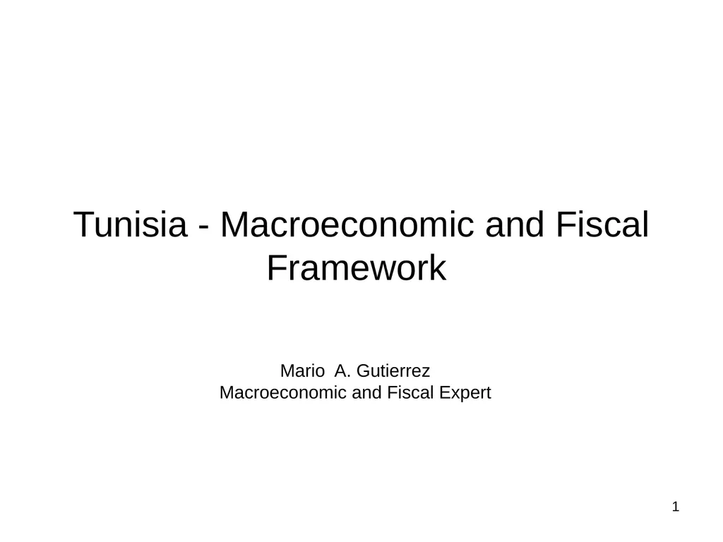 Tunisia - Macroeconomic and Fiscal Framework Mario