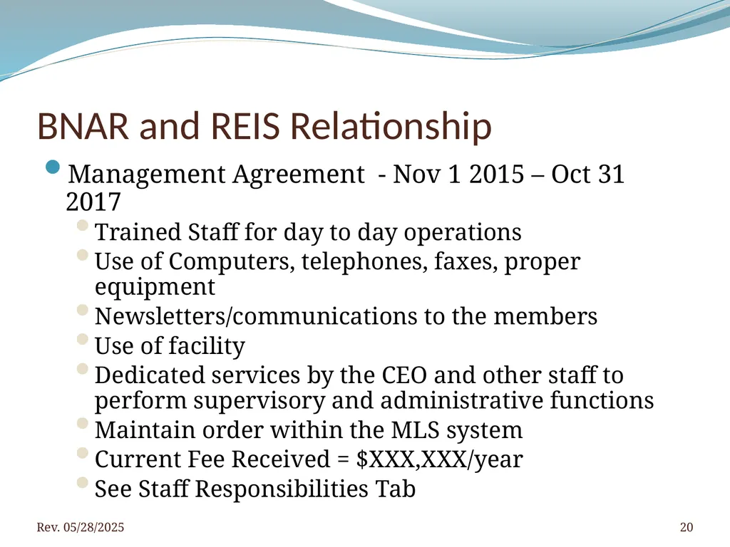 2016 BNAR Officer and Director Workshop Contents - slide 20 of 52
