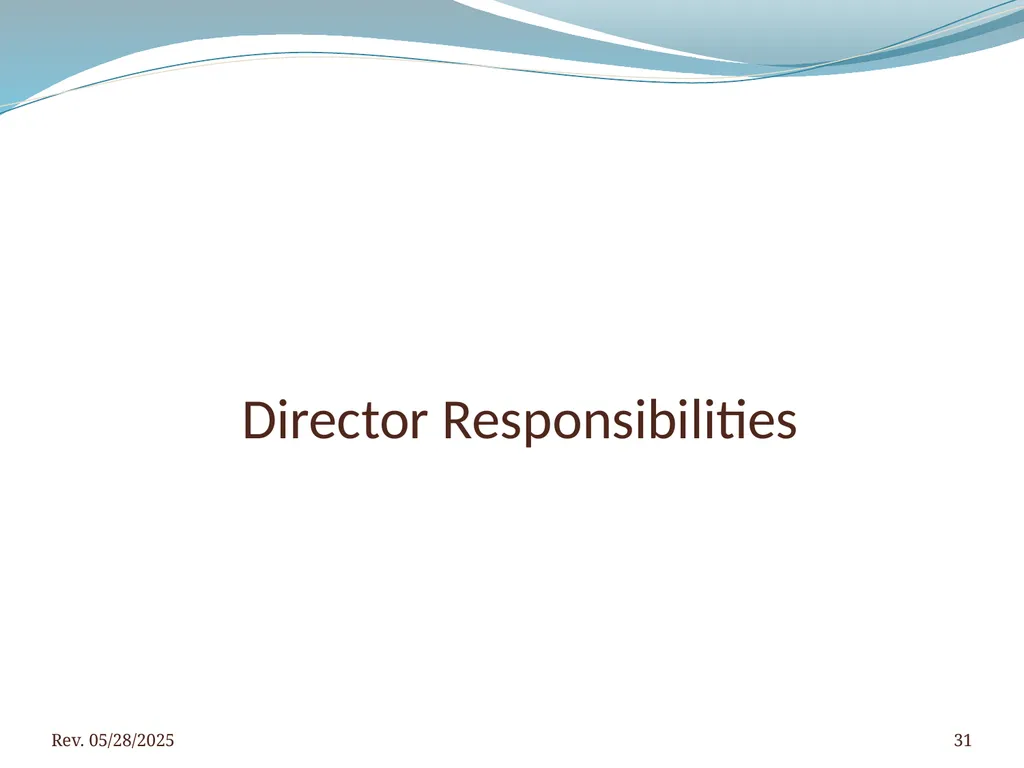 2016 BNAR Officer and Director Workshop Contents - slide 31 of 52