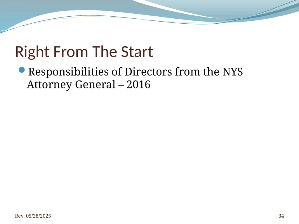 2016 BNAR Officer and Director Workshop Contents - slide 34 of 52