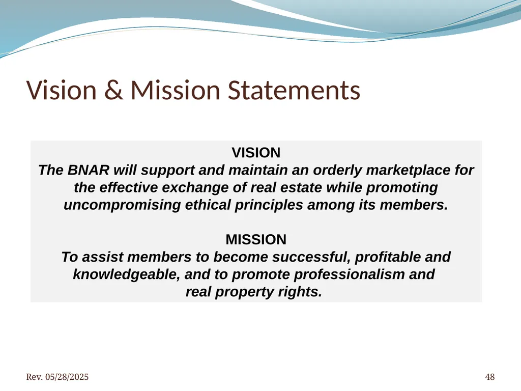 2016 BNAR Officer and Director Workshop Contents - slide 48 of 52
