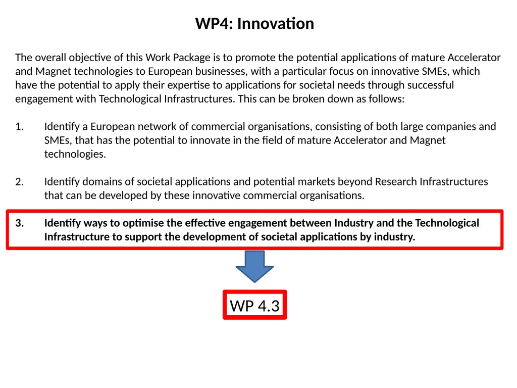 WP 4.3: OBJECTIVES, PROPOSALS AND TOPICS TO BE - slide 2 of 19