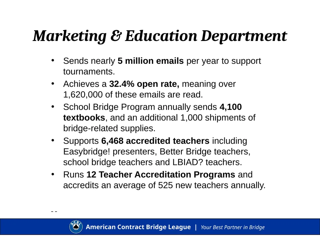 Presentation to the ACBL Board of Governors 2016 - slide 4 of 13