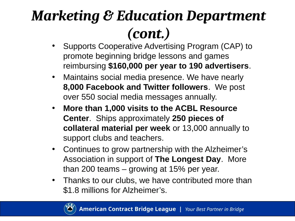 Presentation to the ACBL Board of Governors 2016 - slide 5 of 13