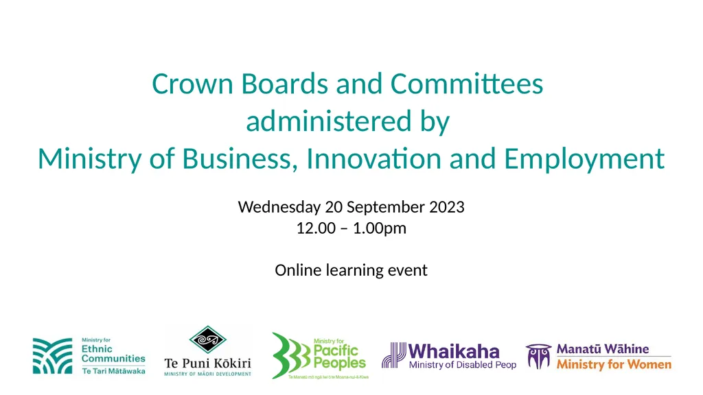 Crown Boards and Committees administered by - slide 1 of 27