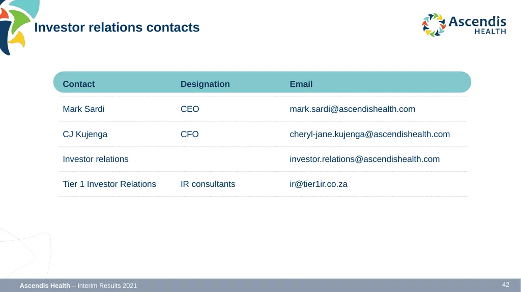 INTERIM RESULTS FOR THE SIX MONTHS ENDED 31 - slide 42 of 42