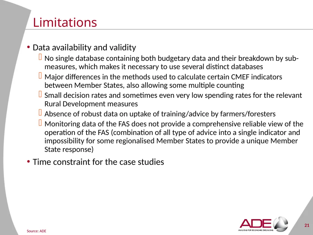 Evaluation support study on the CAP’s impact on - slide 21 of 44