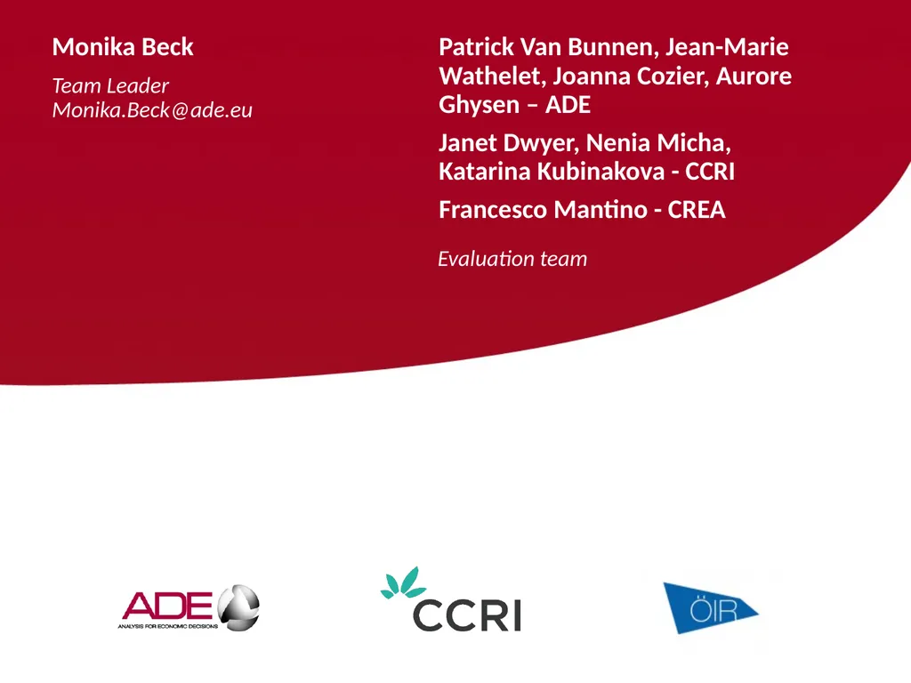 Evaluation support study on the CAP’s impact on - slide 44 of 44