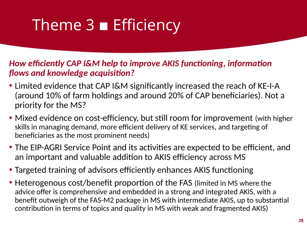 Evaluation support study on the CAP’s impact on - slide 28 of 44