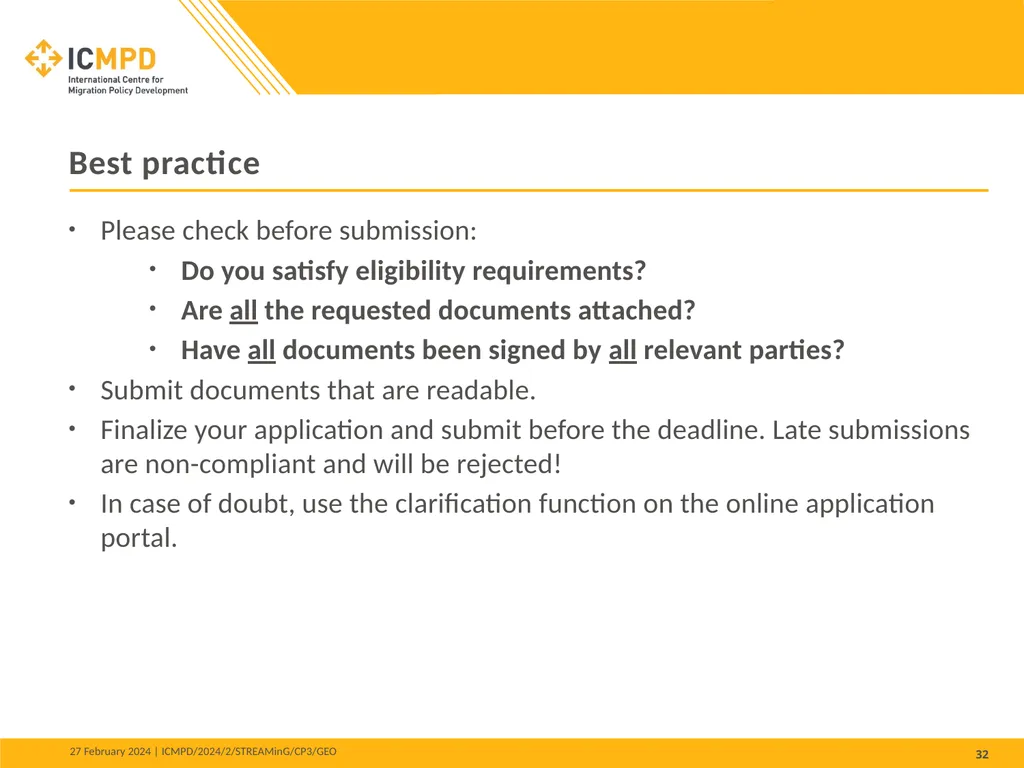STREAMinG Phase II - Call for Proposals 1. - slide 32 of 34