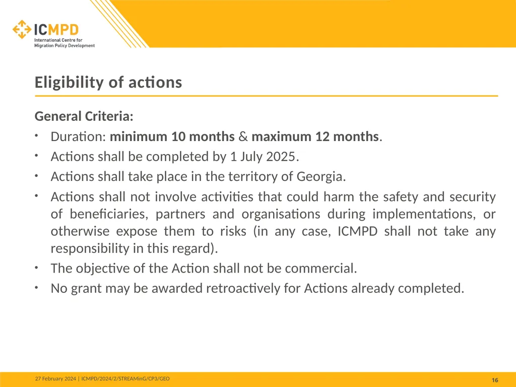 STREAMinG Phase II - Call for Proposals 1. - slide 16 of 34