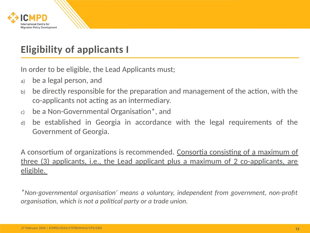 STREAMinG Phase II - Call for Proposals 1. - slide 12 of 34