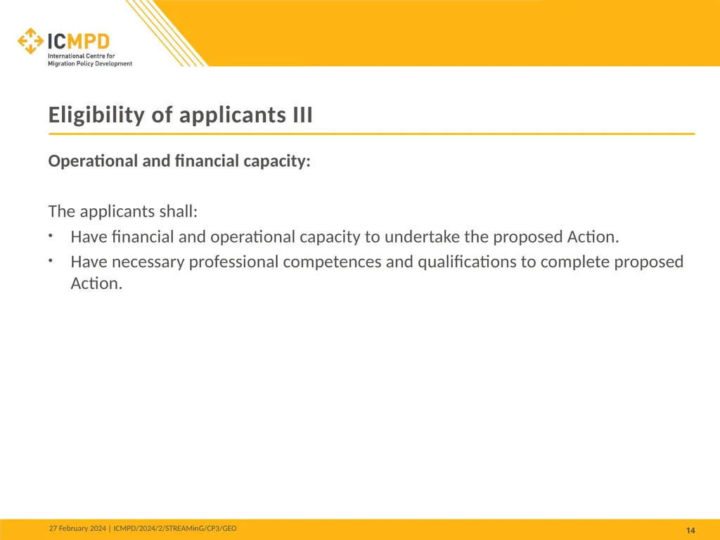 STREAMinG Phase II - Call for Proposals 1. - slide 14 of 34