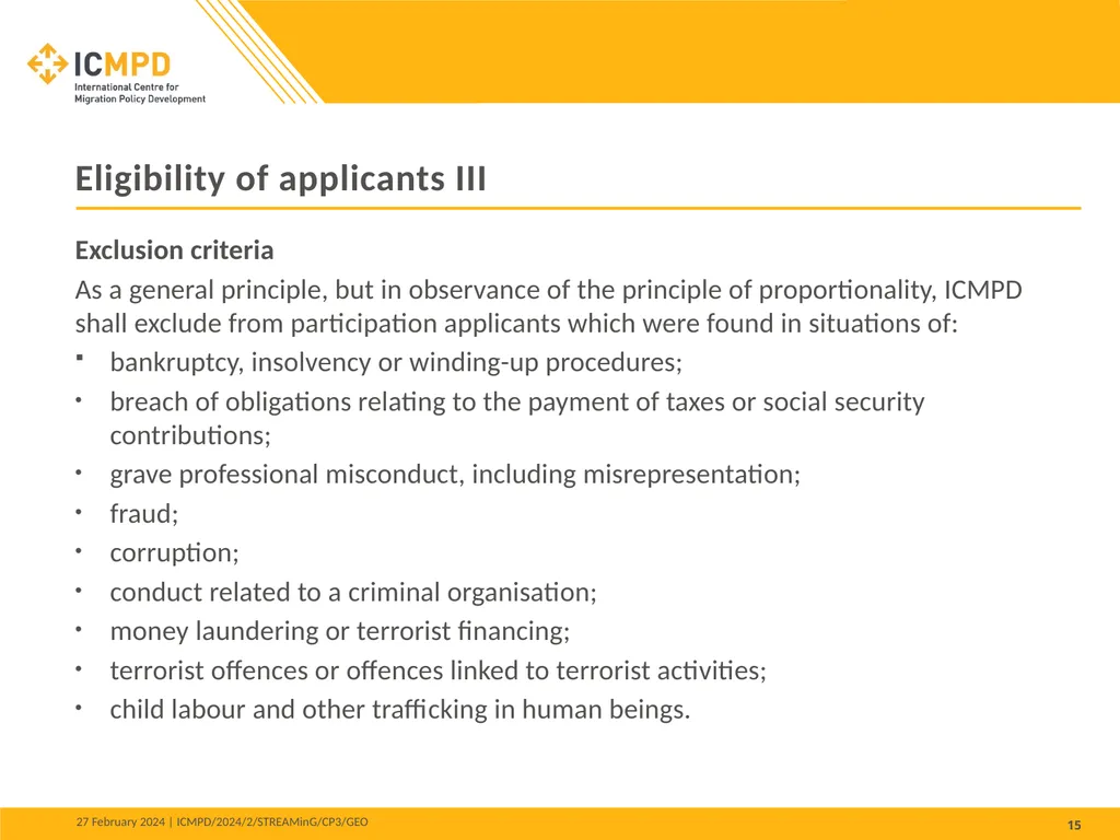 STREAMinG Phase II - Call for Proposals 1. - slide 15 of 34