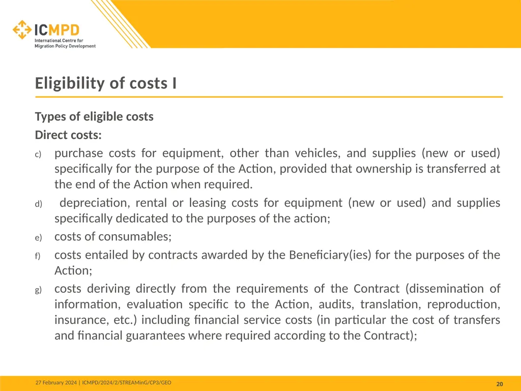 STREAMinG Phase II - Call for Proposals 1. - slide 20 of 34